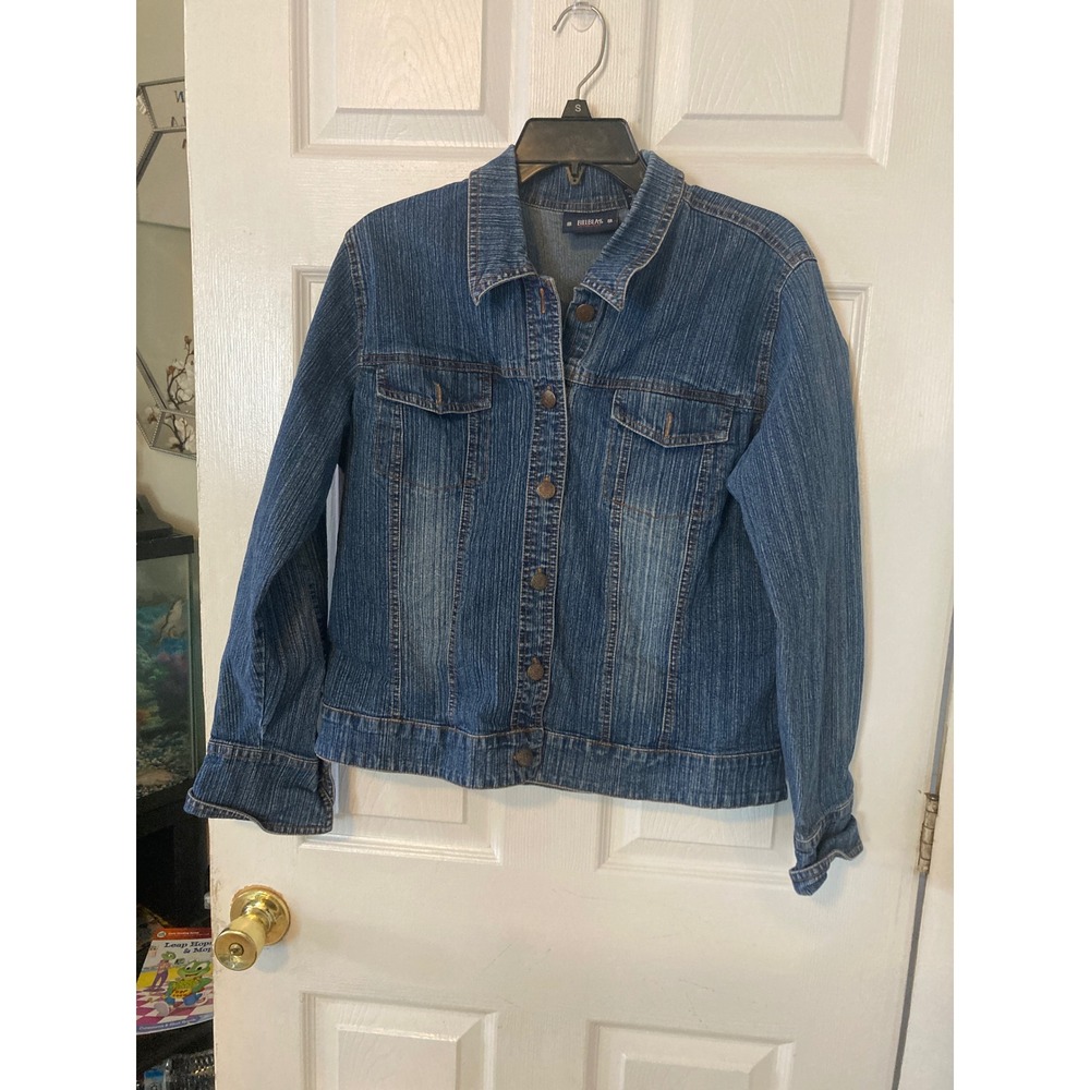 Bill Blass Jeanswear Womens XL Denim Jacket Medium Wash Stretch Cotton Blend